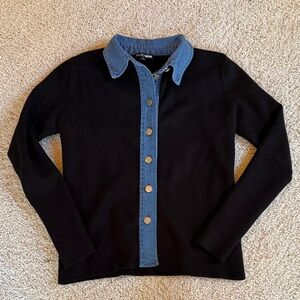 Fashion Nova Denim Collar Cardigan
